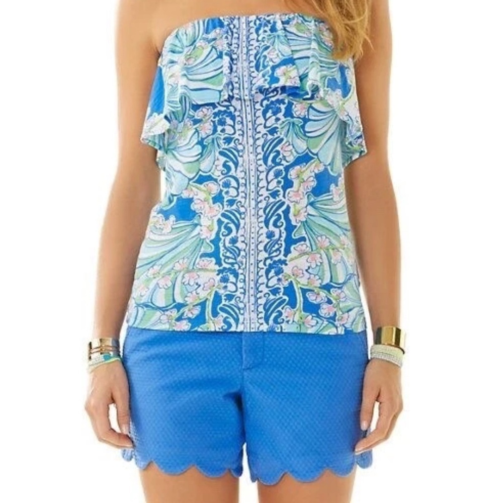 Lilly Pulitzer Wiley Tube Top Bay Blue Coasting 98790 Sz S Palm Beach - Picture 6 of 6